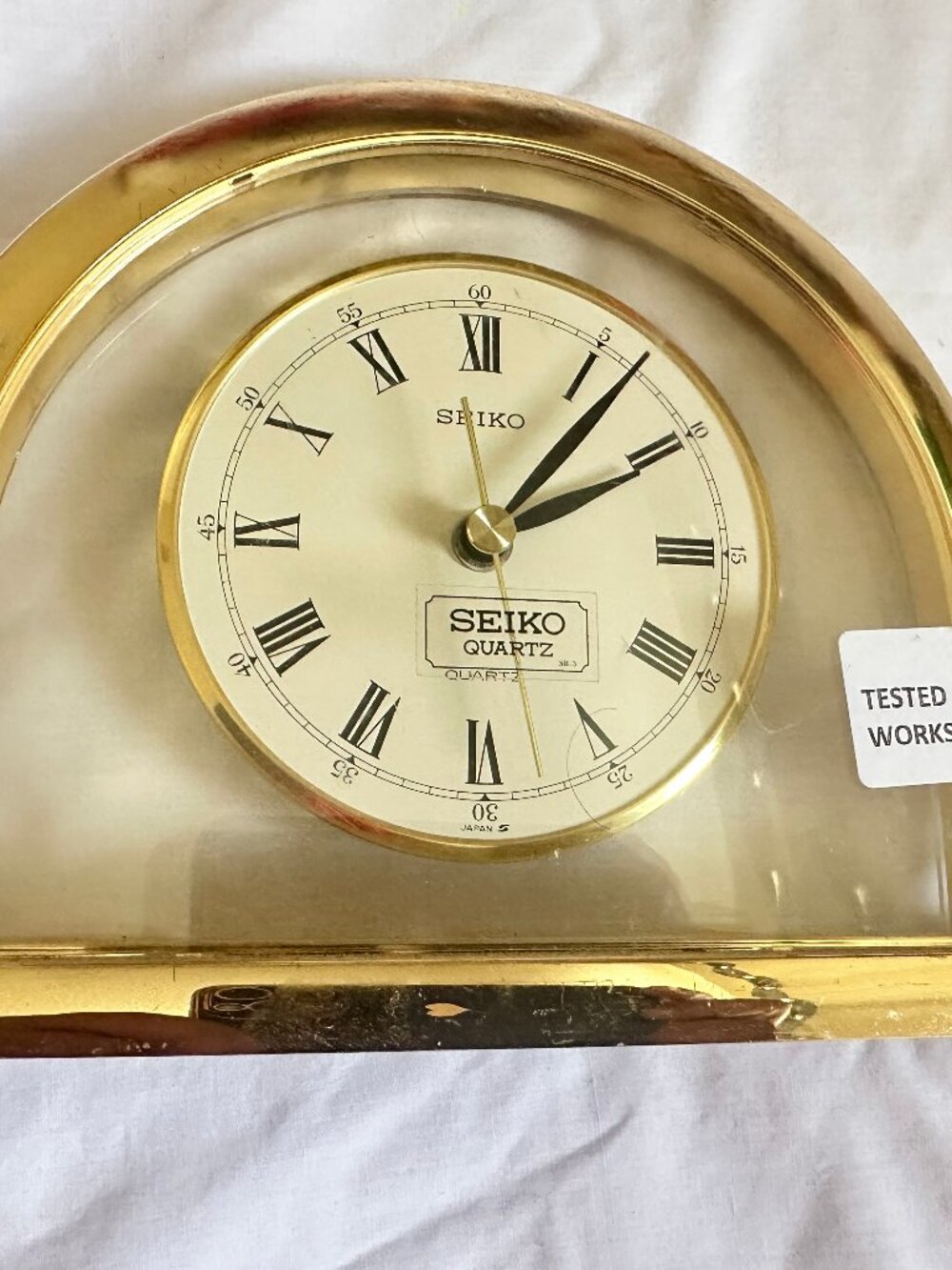 SEIKO Quartz Table Mantle Clock Decor Gold Toned Clear Working Ref. QQZ279G